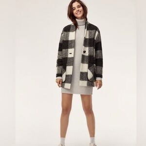 Aritzia Wilfred Free Off Duty Neelam Buffalo Check Slouchy Oversized Coat